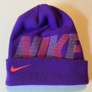 Nike youth girls kids purple pink Cuff beanie Hat 5-10 yrs old